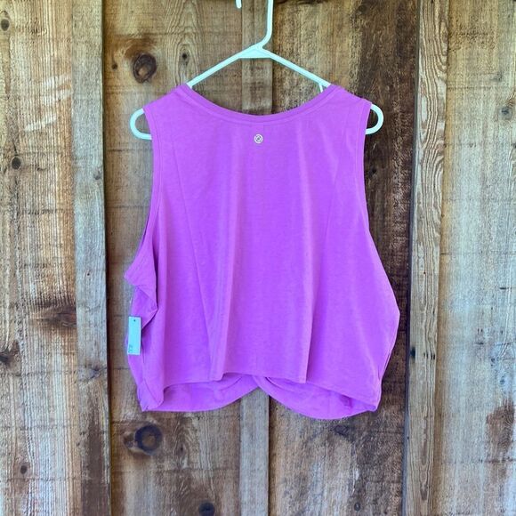 Core 10 Women's Soft Cotton Knot Twist Front Cropped Yoga Tank Plus 3X - Picture 3 of 11